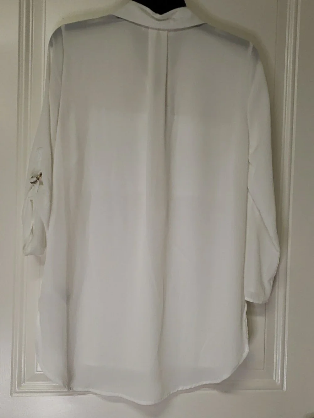 NWT Michael Kors White Blouse with Gold Zip and Logo Pull
